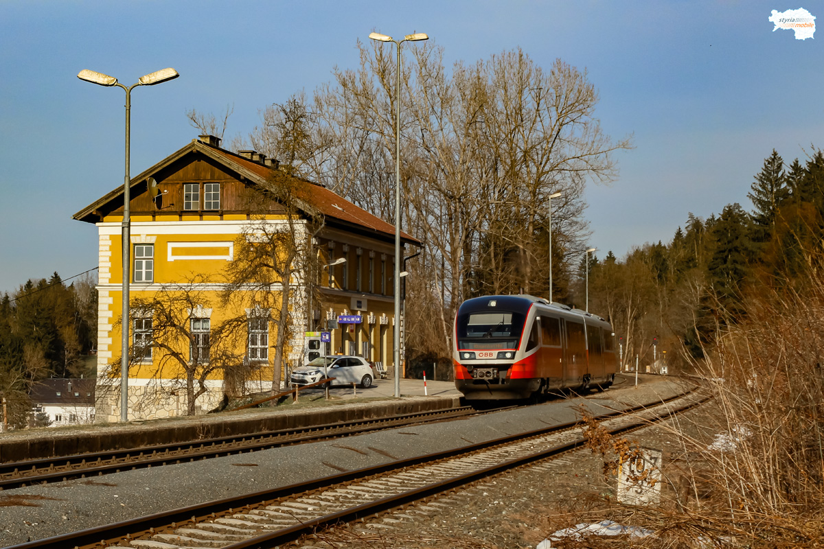 5022 032 als S3 (7565), Bahnhof Tainach Stein, 18.03.2023 © Michael Augustin