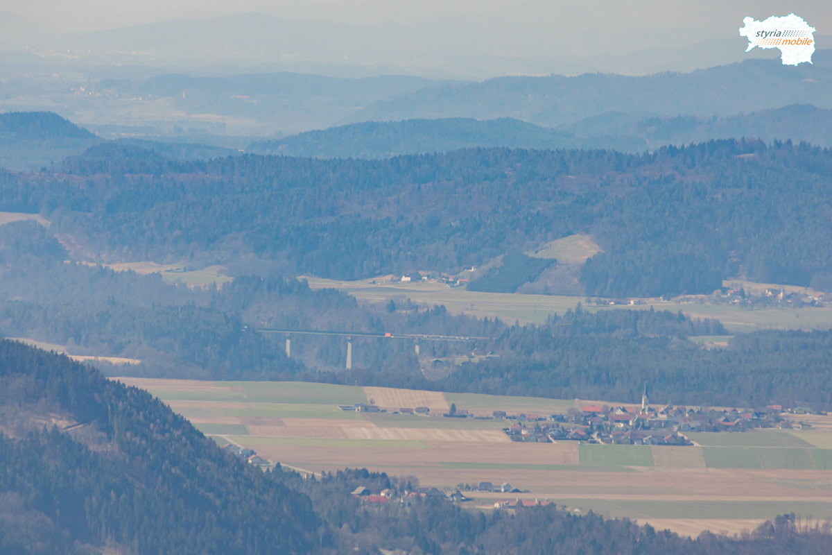 Blick von Magdalensberg Richtung Jauntalbrücke, 18.03.2023