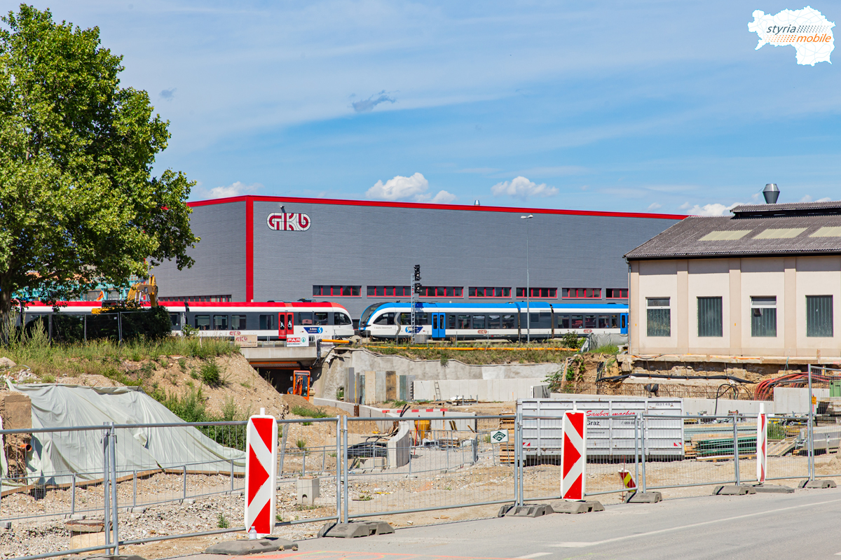 Straßenbahn nach Reininghaus, Bereich GKB-Kreisverkehr, 18.08.2019